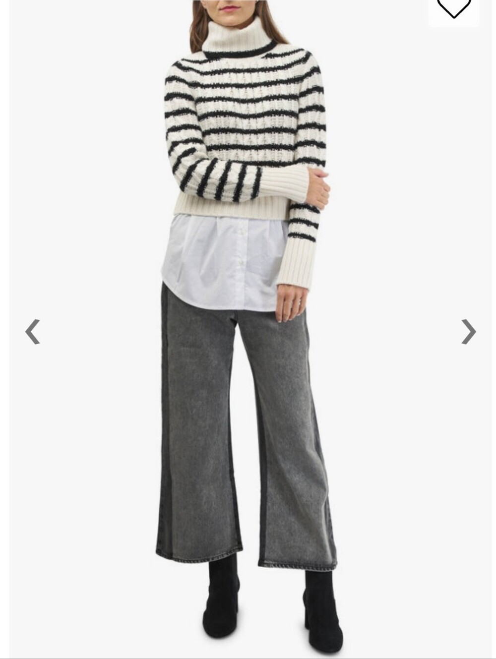 VERONIKA BEARD IYLA TURTLENECK CABLE-KNIT SWEATER IN IVORY AND BLACK/ SZ: XL